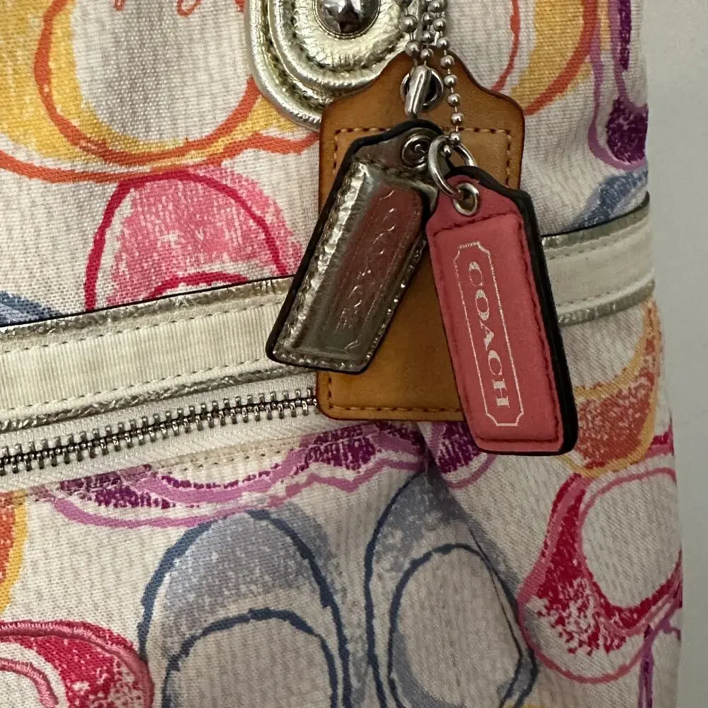 Coach Poppy Dream Glam Tote Multicolor Signature C Shoulder Bag Purse 19023